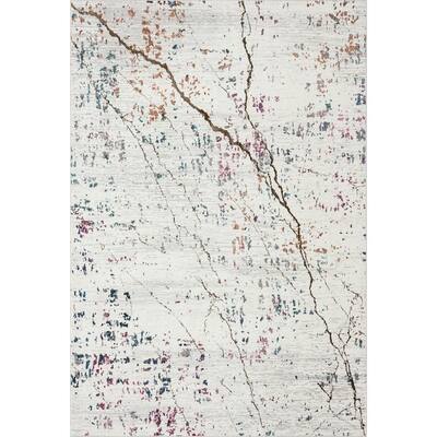 Impulse White/Multi 7 ft. 6 in. x 9 ft. 6 in. Abstract Prism Marble Polypropylene Area Rug