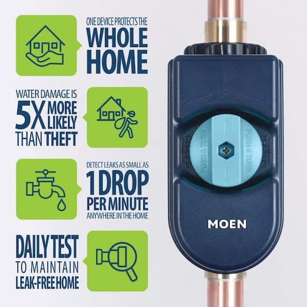 Flo by Moen 1.25 in. Smart Water Leak Detector with Automatic Water Shutoff Valve with Smart Water Detector (3-pack)