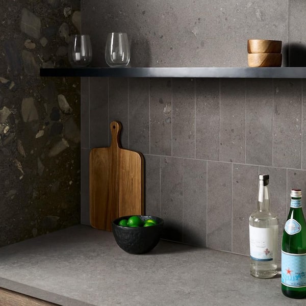 Sarto Petite Gray 3.86 in. x 11.88 in. Terrazzo Look Matte Porcelain Floor and Wall Tile (9.41 sq. ft. / Case)