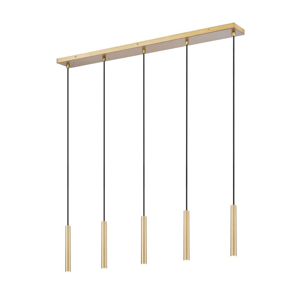 Forest 42 inch Modern Gold 5 Light Integrated LED Linear Chandelier
