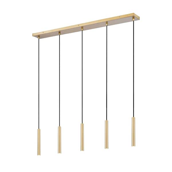 Unbranded Forest 42 inch Modern Gold 5 Light Integrated LED Linear Chandelier