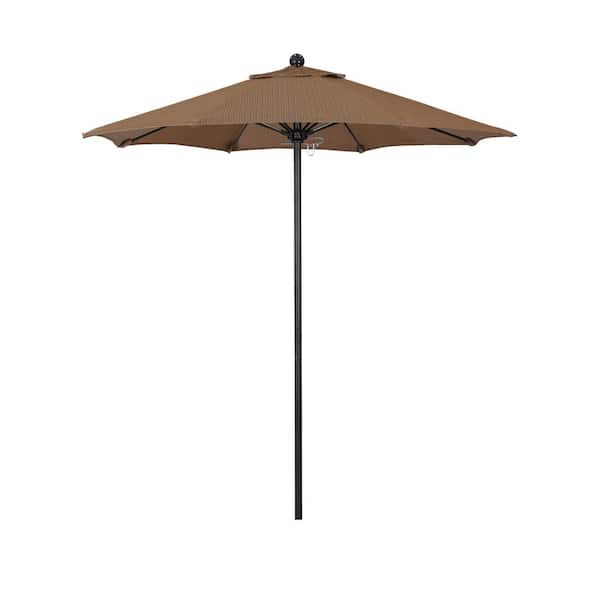 California Umbrella 7.5 ft. Black Aluminum Commercial Market Patio Umbrella with Fiberglass Ribs and Push Lift in Terrace Sequoia Olefin