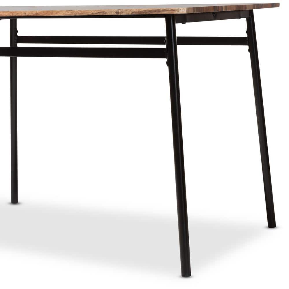 Darcia Rustic & Industrial Brown Wood and Matte Black 5-Piece Dining Set