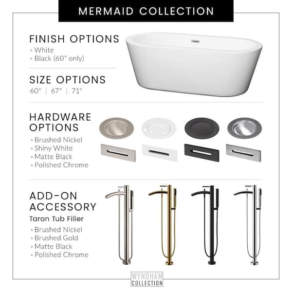 Mermaid 60 in. Acrylic Flatbottom Bathtub in Black with Matte Black Trim Mermaid 60 in. Acrylic Flatbottom Bathtub in Black with Matte Black Trim