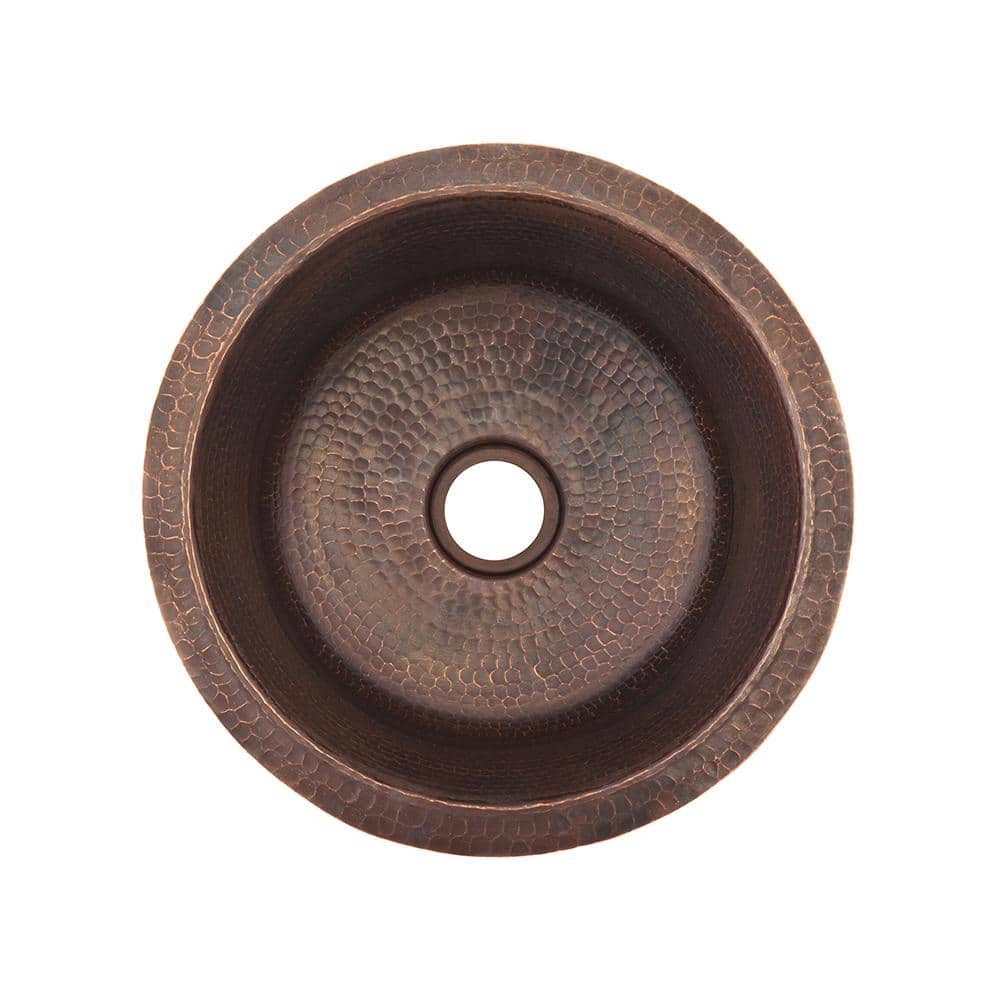 14" Round Hammered Copper Bar Sink in Oil Rubbed Bronze Finish
