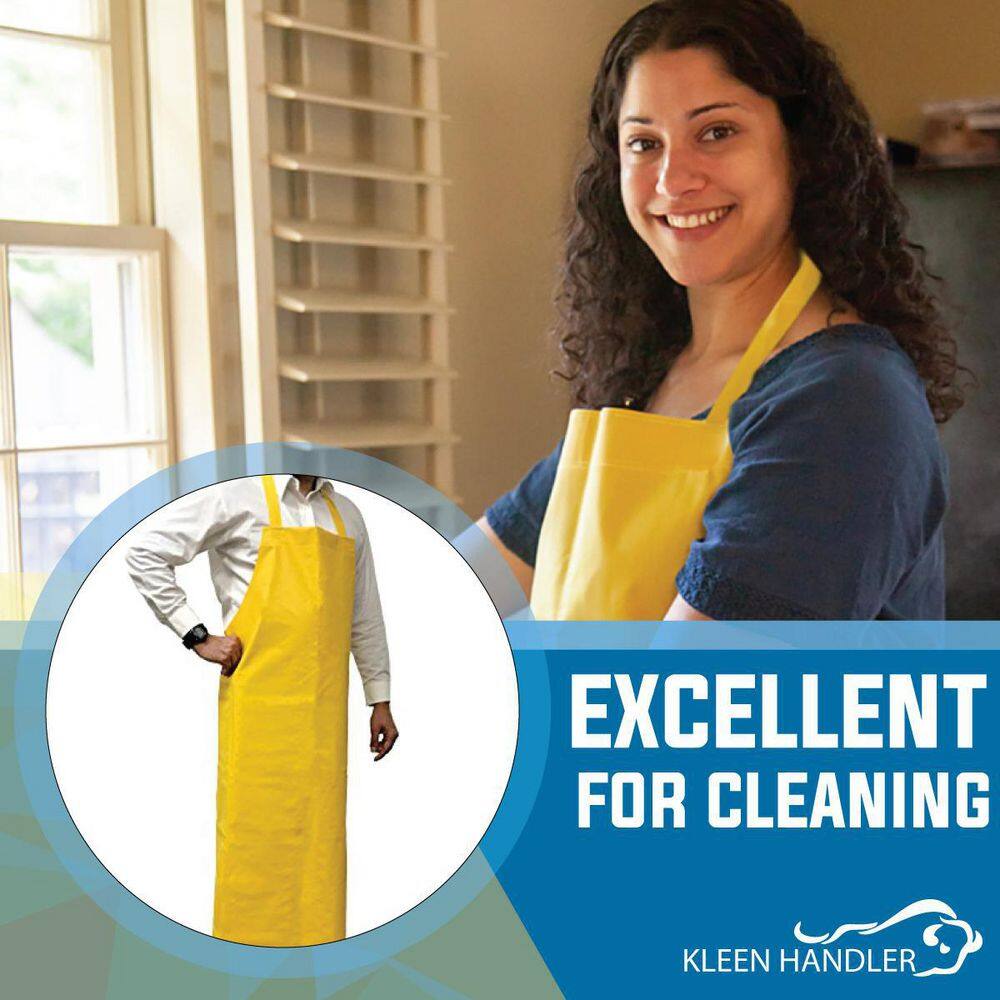 Yellow Heavy Duty Waterproof TPU Bib Apron, Adjustable Neck