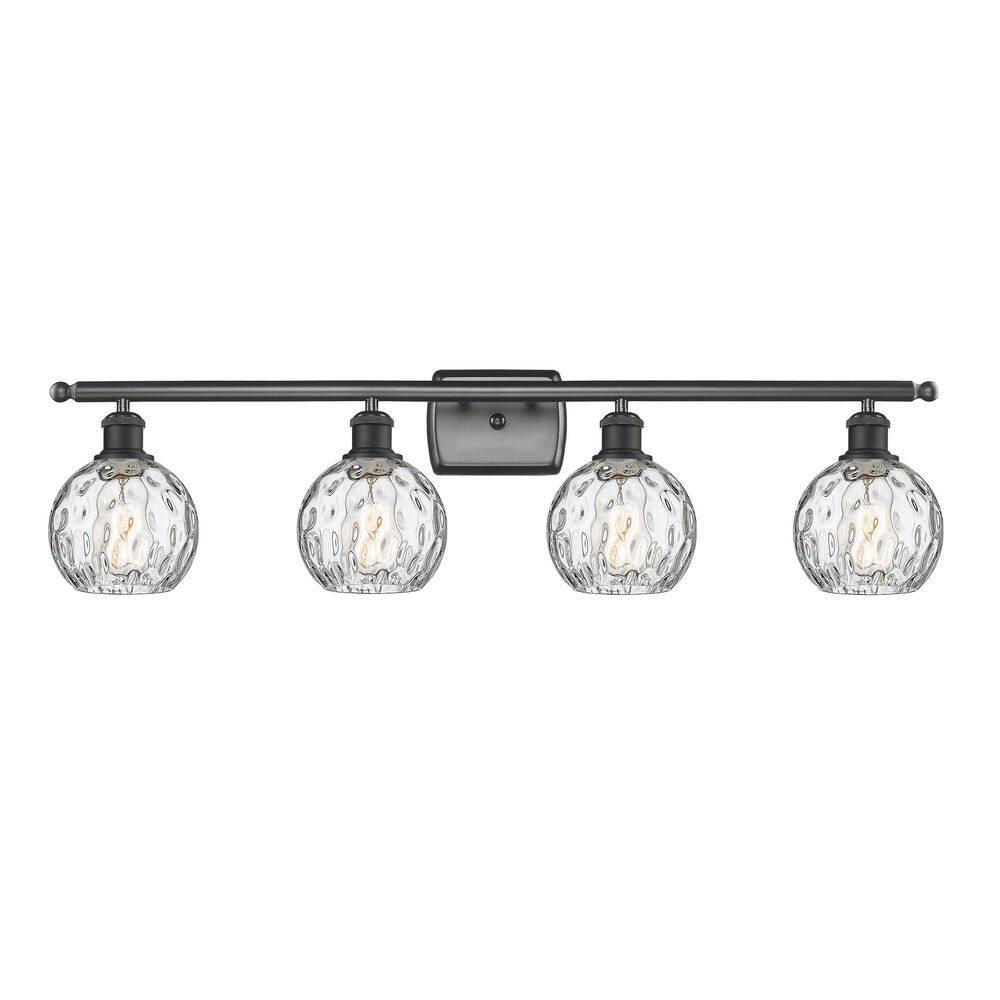 Athens Water Glass 36 in. 4-Light Matte Black Vanity Light with Glass Shade price history on PriceWatchPro