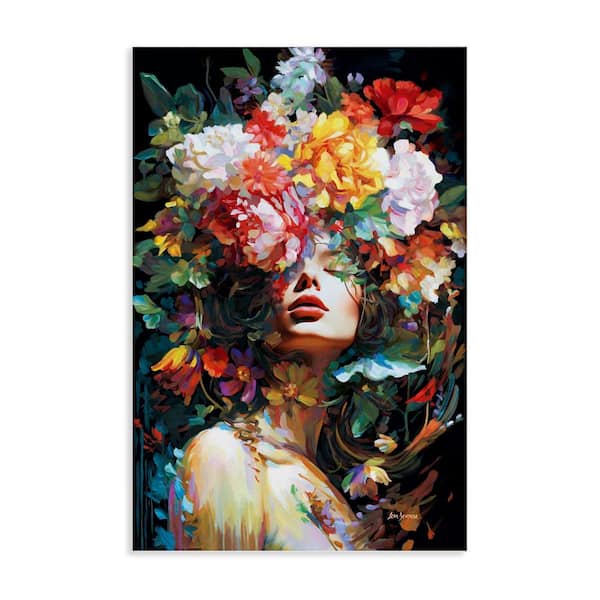 Stupell Industries Rose Bedecked Woman by Leon Devenice Unframed Nature Graphic Art Print 24 in. x 16 in.