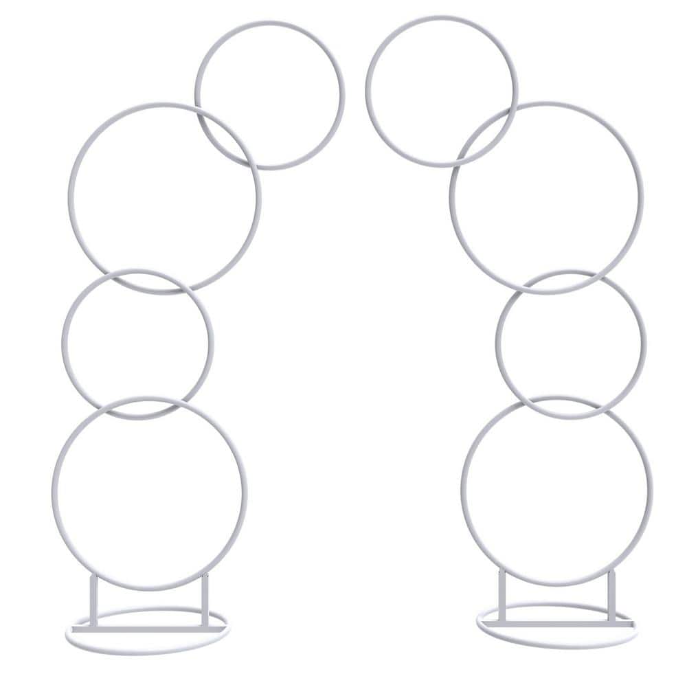 74.2 in. x 26.6 in. White Metal Circles Frame Backdrop Stand Arbor Outdoor 