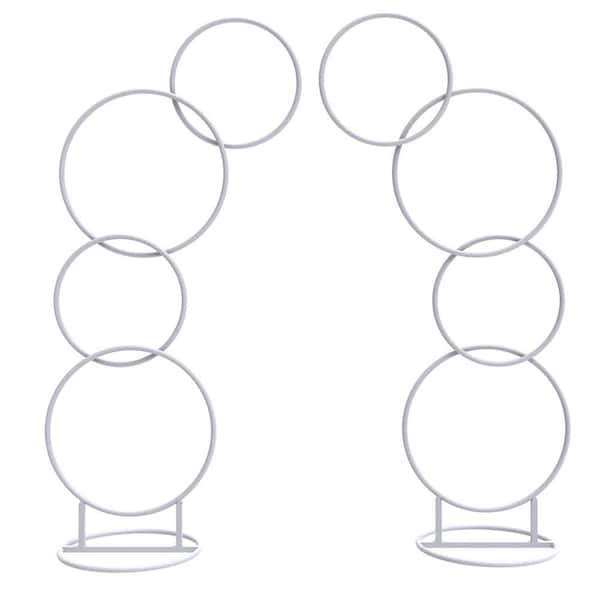 AESOME 74.2 in. x 26.6 in. White Metal Circles Frame Backdrop Stand Arbor Outdoor for Wedding Party Ceremony Garden