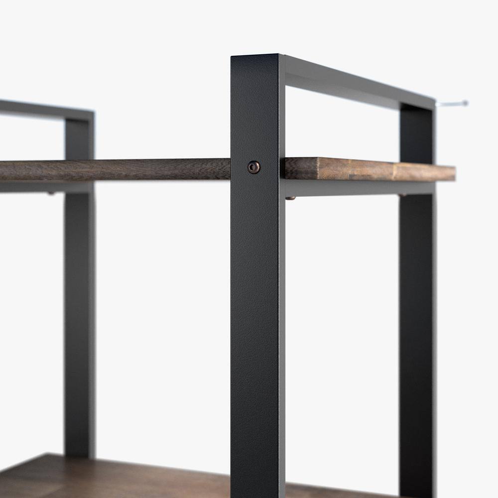 Brock 64" Brown Acacia Wood and Steel Etagere Bookcase