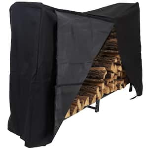 6 ft. Firewood Log Rack with Waterproof Cover in Black