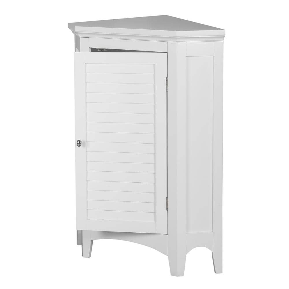 White Engineered Wood Corner Cabinet with Adjustable Shelving