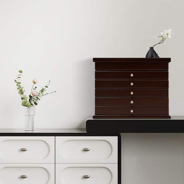 YIYIBYUS 9.6 in. x 7.9 in. x 12.2 in. Retro Wooden Jewelry Box