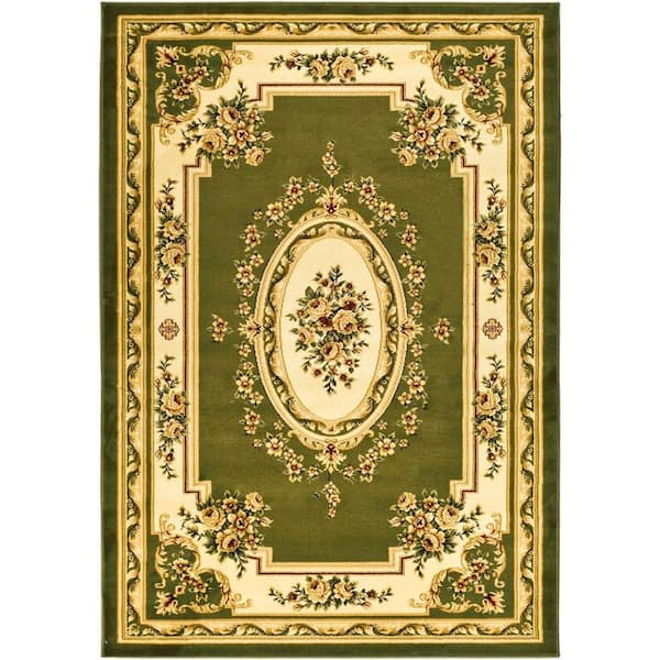SAFAVIEH Lyndhurst Sage/Ivory 5 ft. x 8 ft. Floral Medallion Border Area Rug