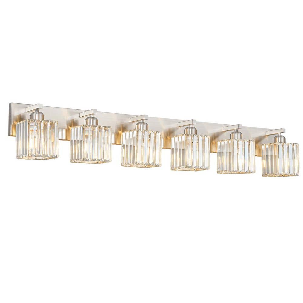 "Home Lighting Fixture Width 44.09""In."" 6-Light SandNickel Modern Crystal Vanity Lights Wall Sconces for Bathroom（JW-002)" price history on PriceWatchPro