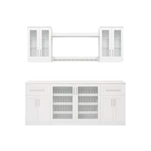 Home Bar 21 in. White Cabinet Set (8-Piece)