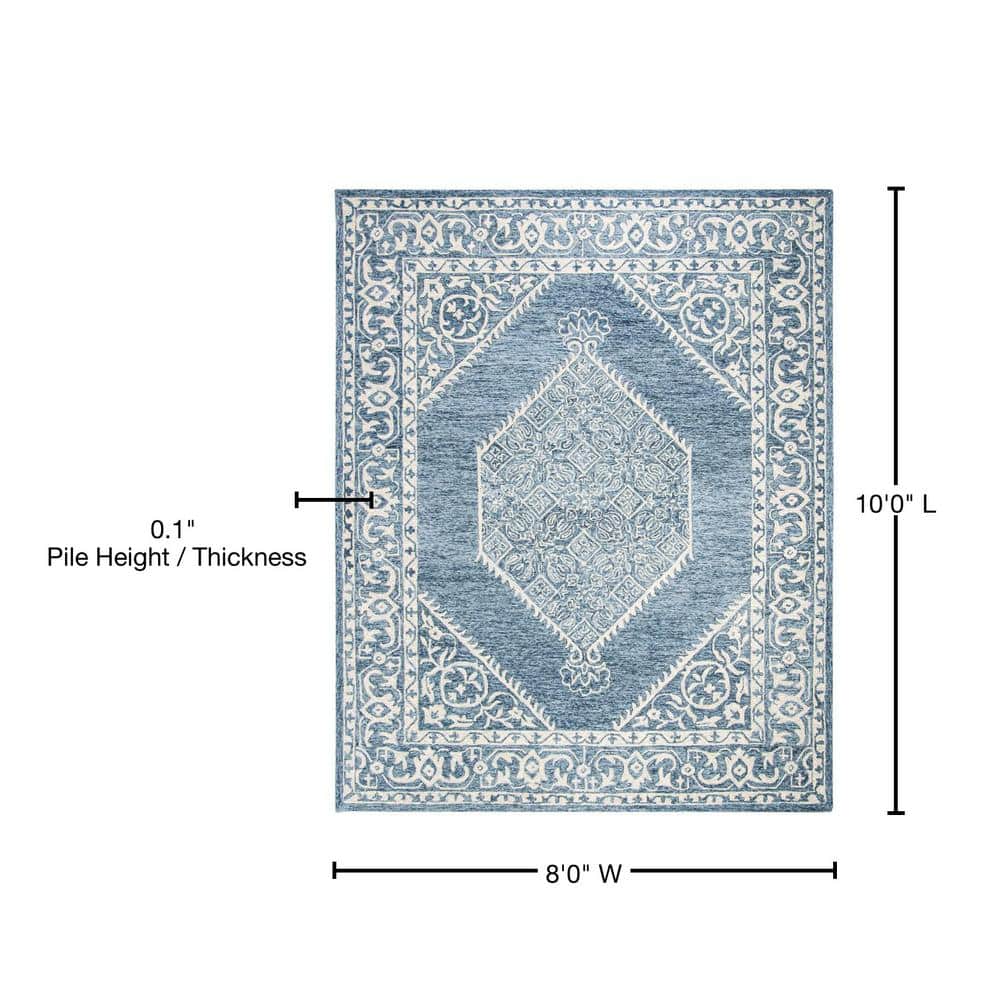 Ethereal Blue Hand-Tufted Wool 8' x 10' Rectangular Area Rug