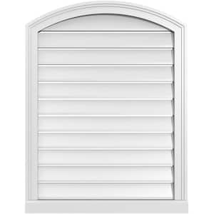 26 in. x 32 in. Arch Top Surface Mount PVC Gable Vent: Decorative with Brickmould Sill Frame