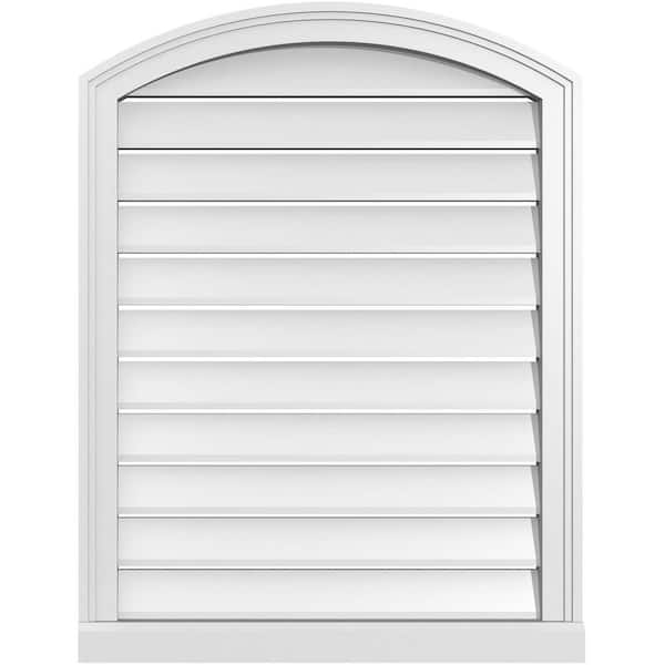 Ekena Millwork 26 in. x 32 in. Arch Top Surface Mount PVC Gable Vent: Decorative with Brickmould Sill Frame