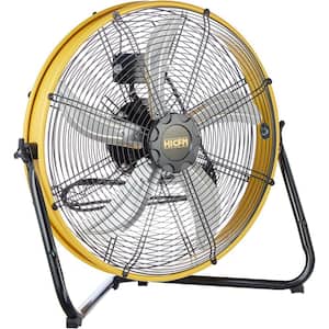 20 in. Heavy Duty Shroud Fan in Yellow with IP 44 Enclosed Powerful 1/4 Motor, High Velocity Air Circulator