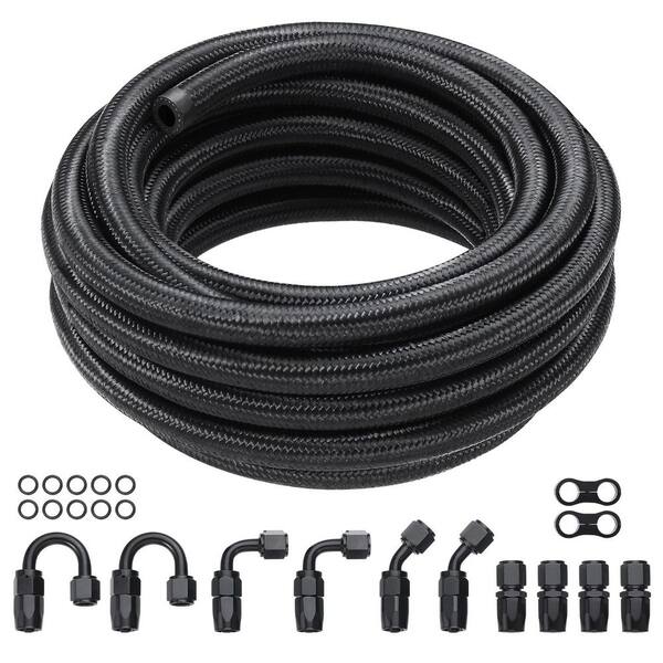 thumbnail interactive-video image 1 of Uimoso 6/8/10AN Nylon Stainless Steel Braided Fuel Line Kit – 20/25 Ft, 12/15/7 PCS, CPE/PTFE Hose 1 of 5