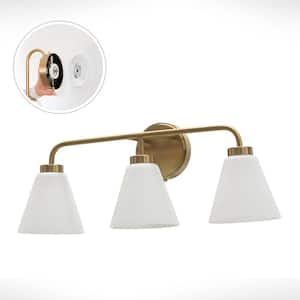 Wynridge 24 in. Plug and Play 3-Light Lacquered Brass Vanity Light