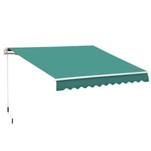 Green 13 ft. x 8 ft. Patio Awning Sun Shade Shelter with Manual Crank Handle, UV and Water-Resistant Fabric