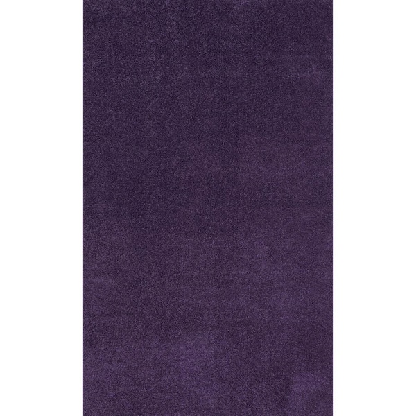 Haze Solid Low-Pile Purple 3 ft. x 5 ft. Area Rug