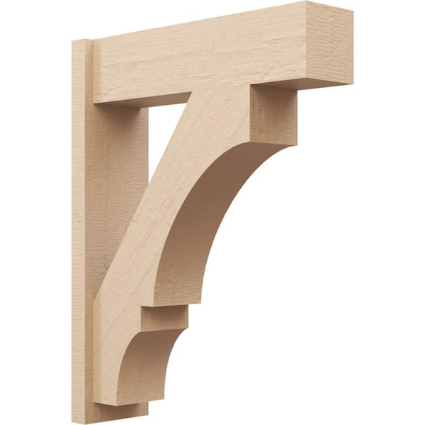 Ekena Millwork 8 in. x 36 in. x 28 in. Balboa Block Rough Cedar Woodgrain Timberthane Polyurethane Outlooker, Primed Tan