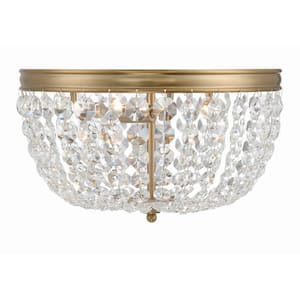 Nola 14.25 in. 3-Light Vibrant Gold Flush Mount