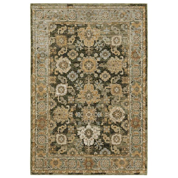 2 ft. x 3 ft. Green And Gold Oriental Area Rug