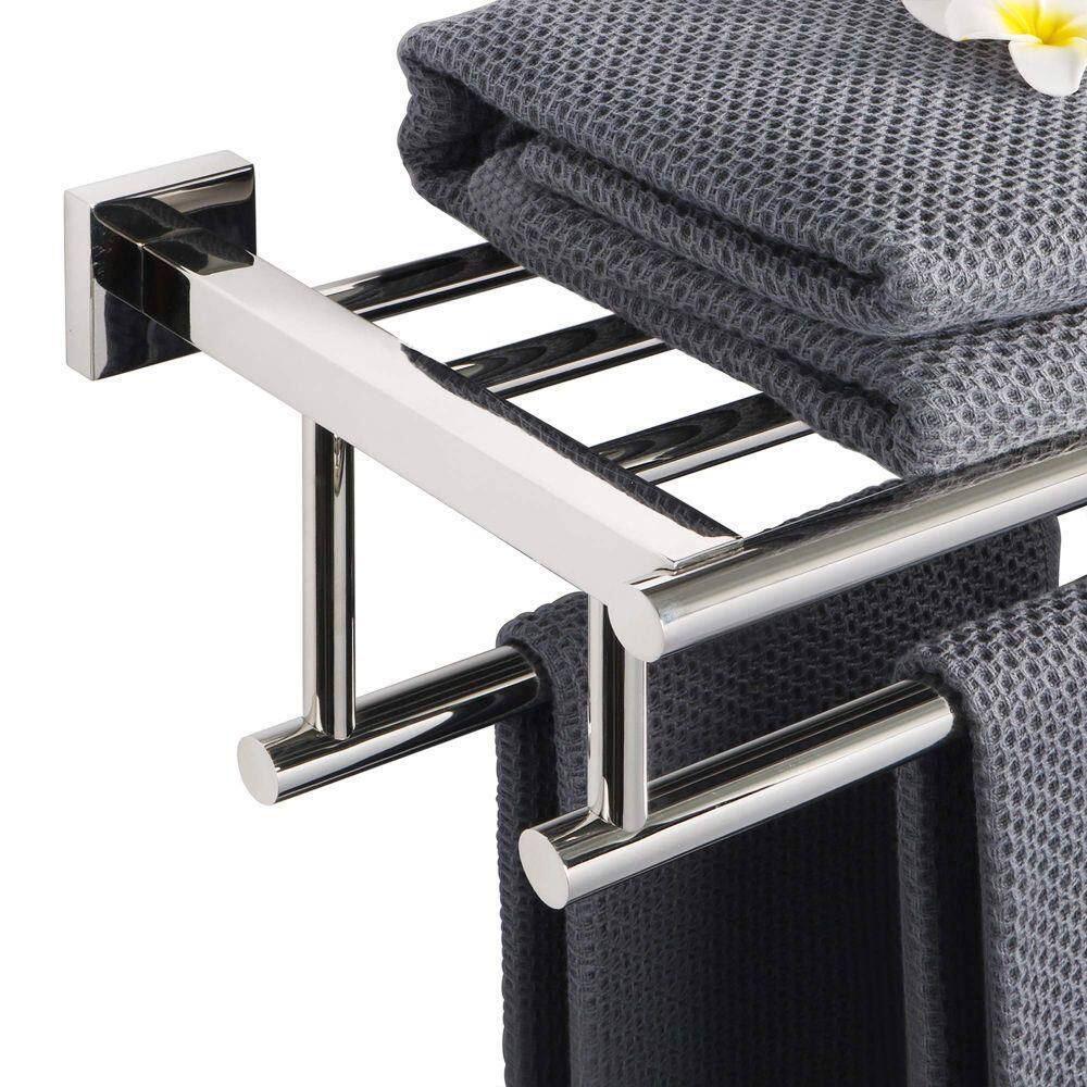24-Inch Polished Chrome Stainless Steel Wall-Mounted Towel Rack