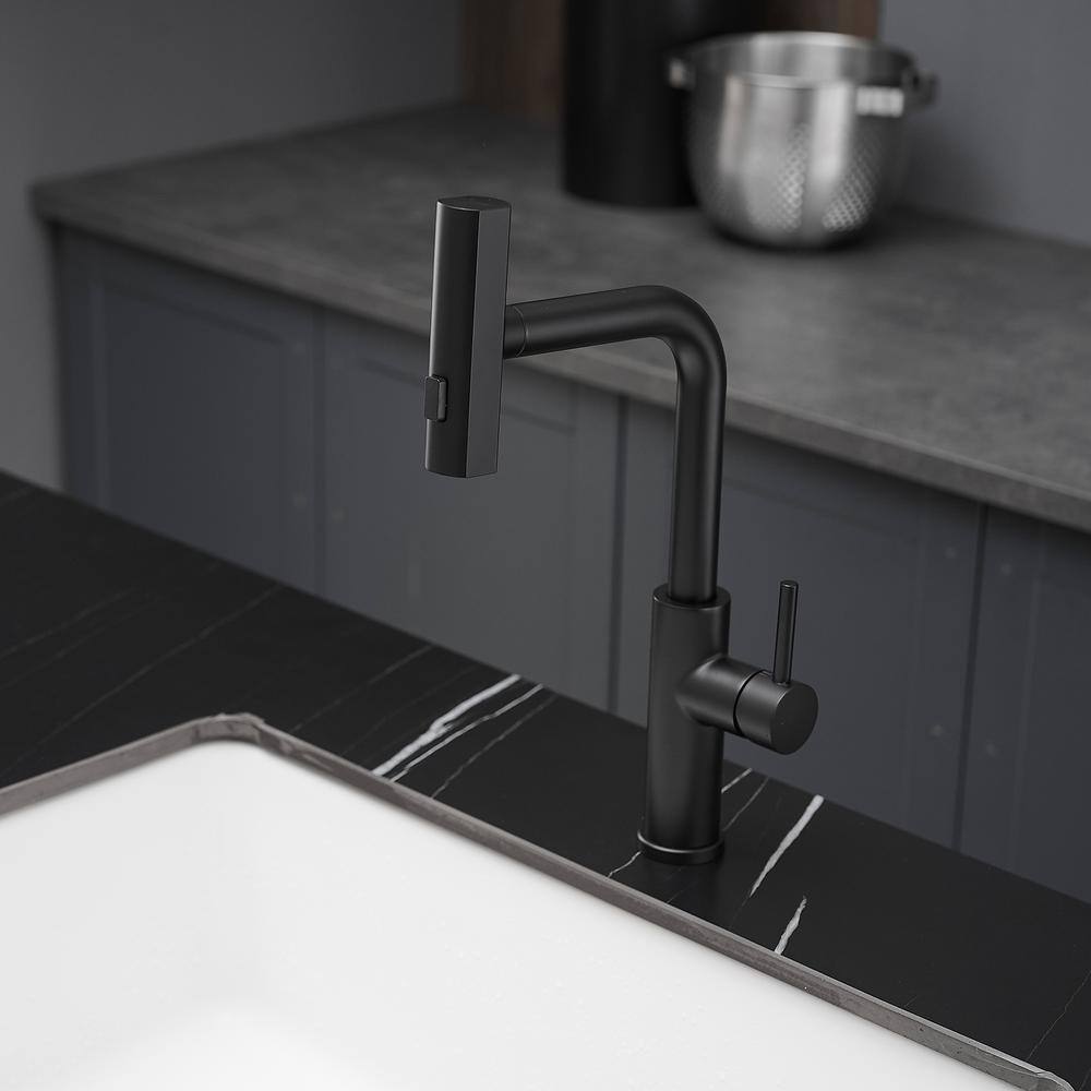 Matte Black Stainless Steel Pull Down Kitchen Faucet