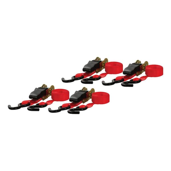 CURT 16' Red Cargo Straps with S-Hooks (500 lbs., 4-Pack)