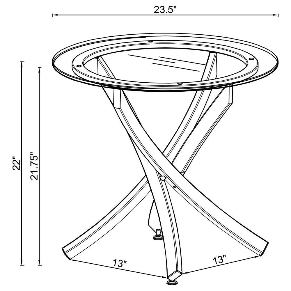 Contemporary Chrome and Black Round Glass Top End Table