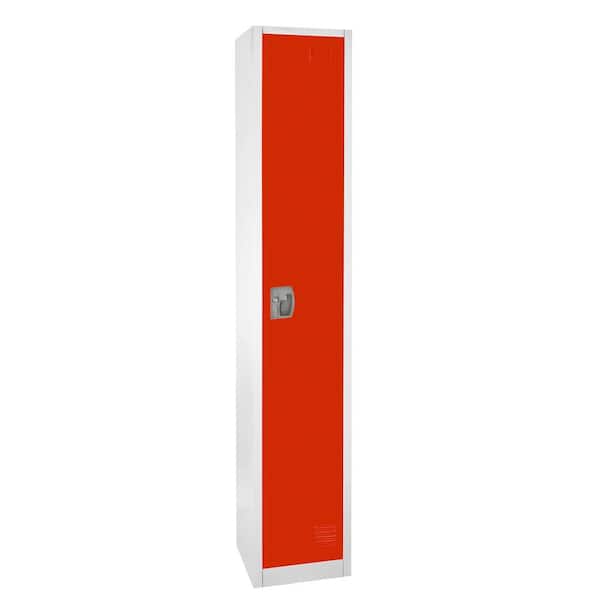 AdirOffice 629-Series 72 in. H 1-Tier Steel Key Lock Storage Locker Free Standing Cabinets for Home, School, Gym in Red