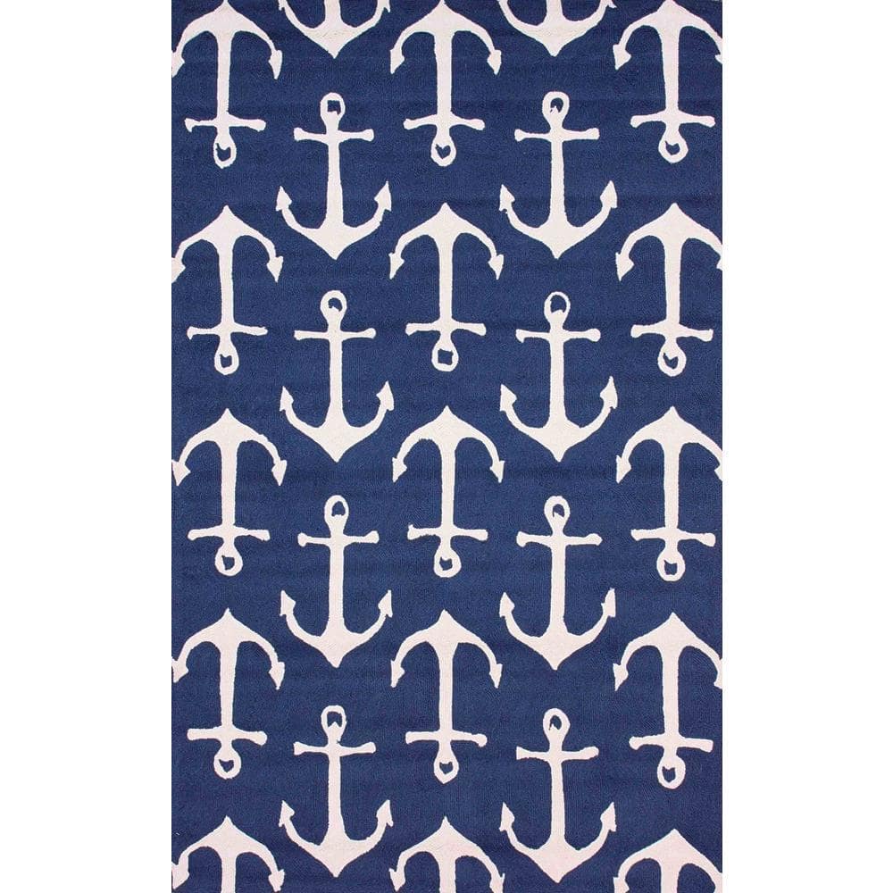 Handmade Rectangular Blue Synthetic Easy Care Rug, 2' x 3'