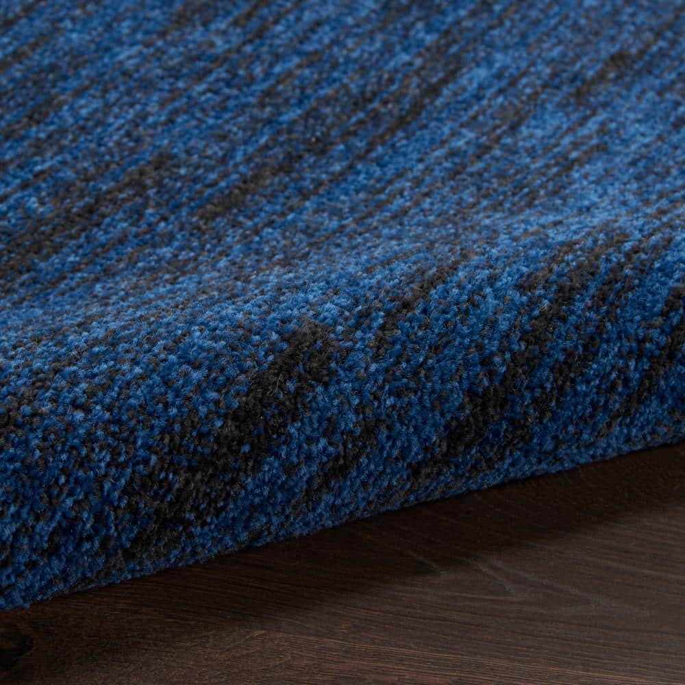 Midnight Blue 7' Square Non-slip Synthetic Rug