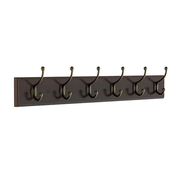 Lavish Home 27 in. L Brown Rail-Mounted Wall Hook Hanging Rack with 6 Hooks  HW0200082 - The Home Depot