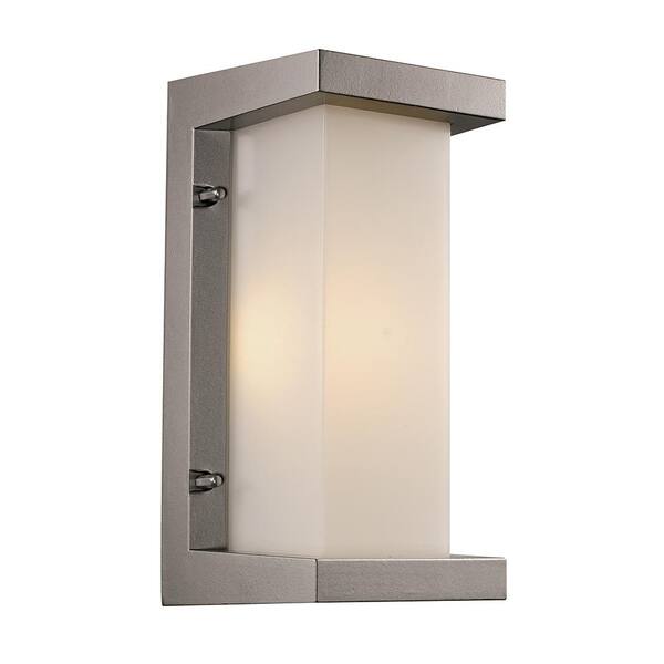 Bel Air Lighting Capitol 1-Light Silver Integrated LED Outdoor Wall Sconce with Frosted Acrylic Shade