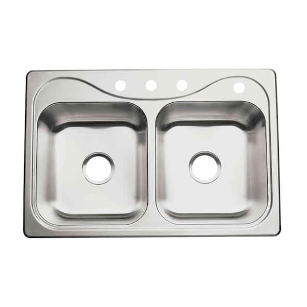 STERLING Southhaven Drop-in Stainless Steel 33 in. 4-Hole Double Bowl Kitchen Sink