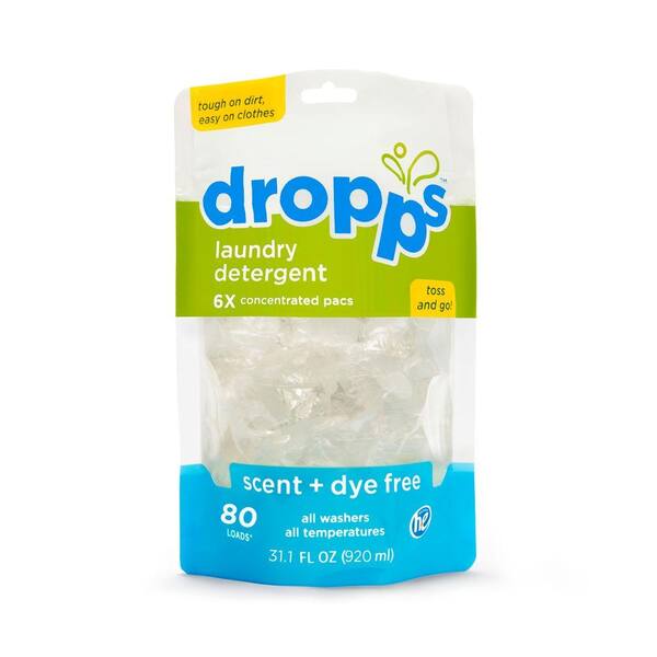 Unbranded 80-Count Dropps Scent and Dye Free Laundry Detergent Pack (Case of 6)