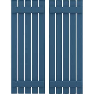 19-1/2 in. W x 82 in. H Americraft 5 Board Exterior Real Wood Spaced Board and Batten Shutters Sojourn Blue