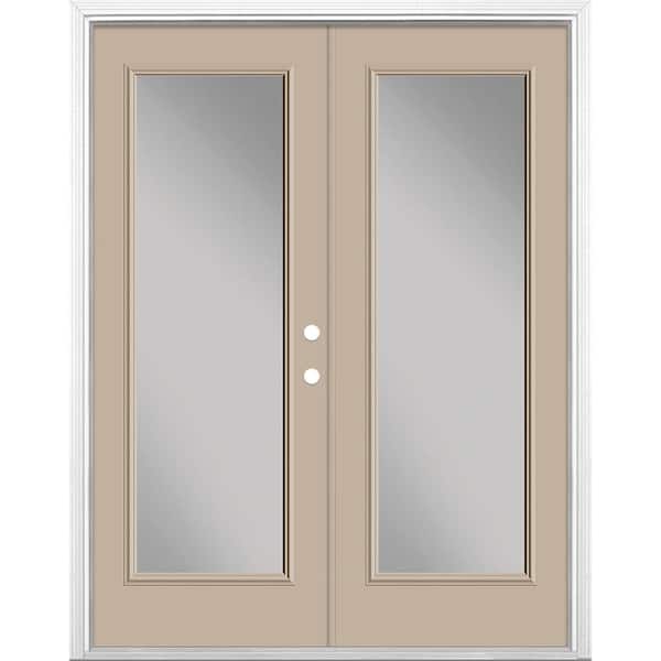Masonite 60 in. x 80 in. Canyon View Steel Prehung Left-Hand Inswing Full Lite Clear Glass Patio Door with Brickmold, Vinyl Frame
