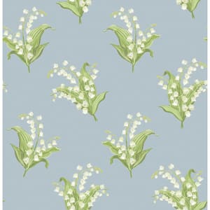 Farmington Blue Heather Lily of the Valley Paper Wallpaper
