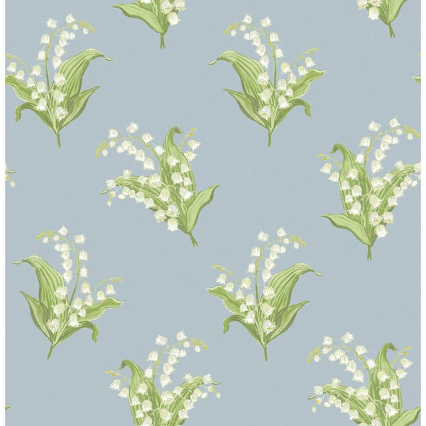 Farmington Blue Heather Lily of the Valley Paper Wallpaper