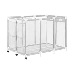 47.2 in. W x 30.2 in. D x 34 in. H White Plastic Outdoor Storage Cabinet with Wheels for Pool