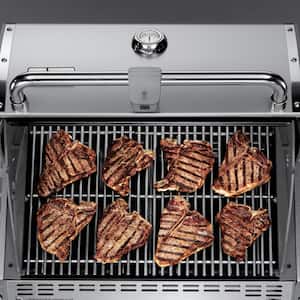 Summit S-460 4-Burner Built-In Propane Gas Grill in Stainless Steel with grill cover and Built-In Thermometer