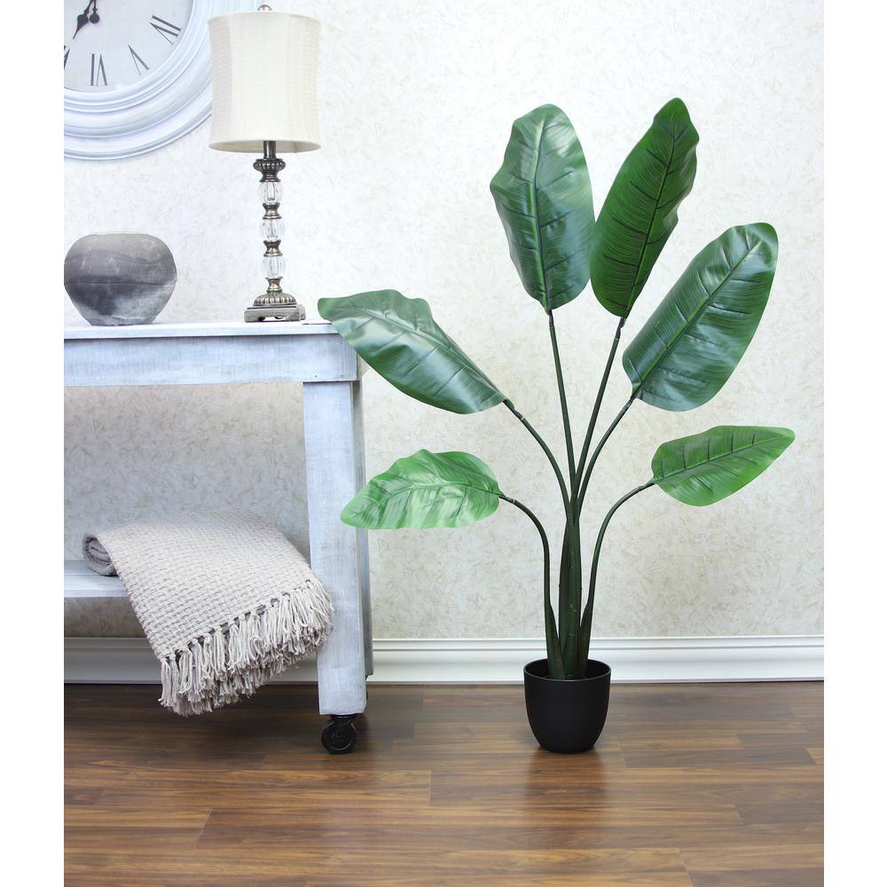 52" Green Artificial Bird of Paradise Tree in Black Plastic Pot